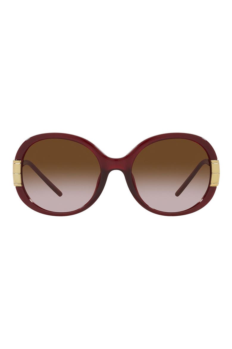 Serif-T 57mm Oval Sunglasses, Main, color, BORDEAUX/ DARK BROWN GRADIENT