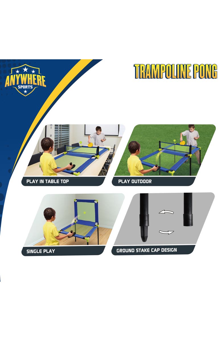 Anywhere Sports Trampoline Pong 10Pc Portable Table Tennis Game Set, Bouncy, Alternate, color, Multicolored