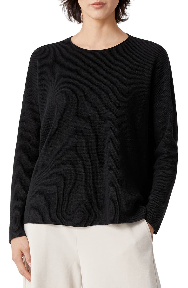 Eileen Fisher Crewneck Box Pullover, Main, color,