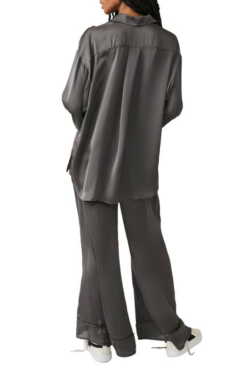 Free People Dreamy Days Solid Pajama Set In Washed Black In Black