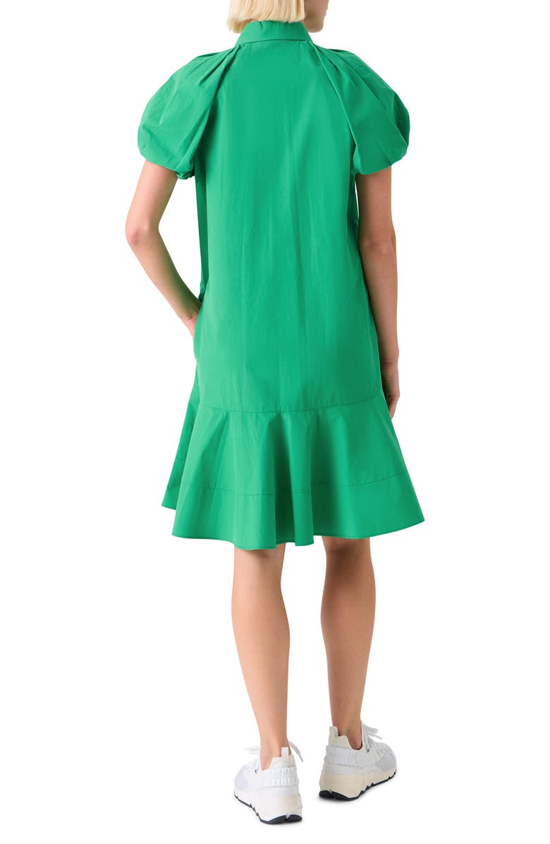 Akris punto Puff Sleeve Cotton Tiered Dress, Alternate, color, Green