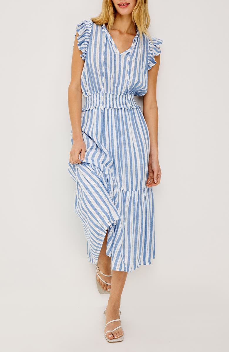 Rails Garden Smocked Waist Linen Blend Maxi Dress, Main, color, Atlantis Stripe