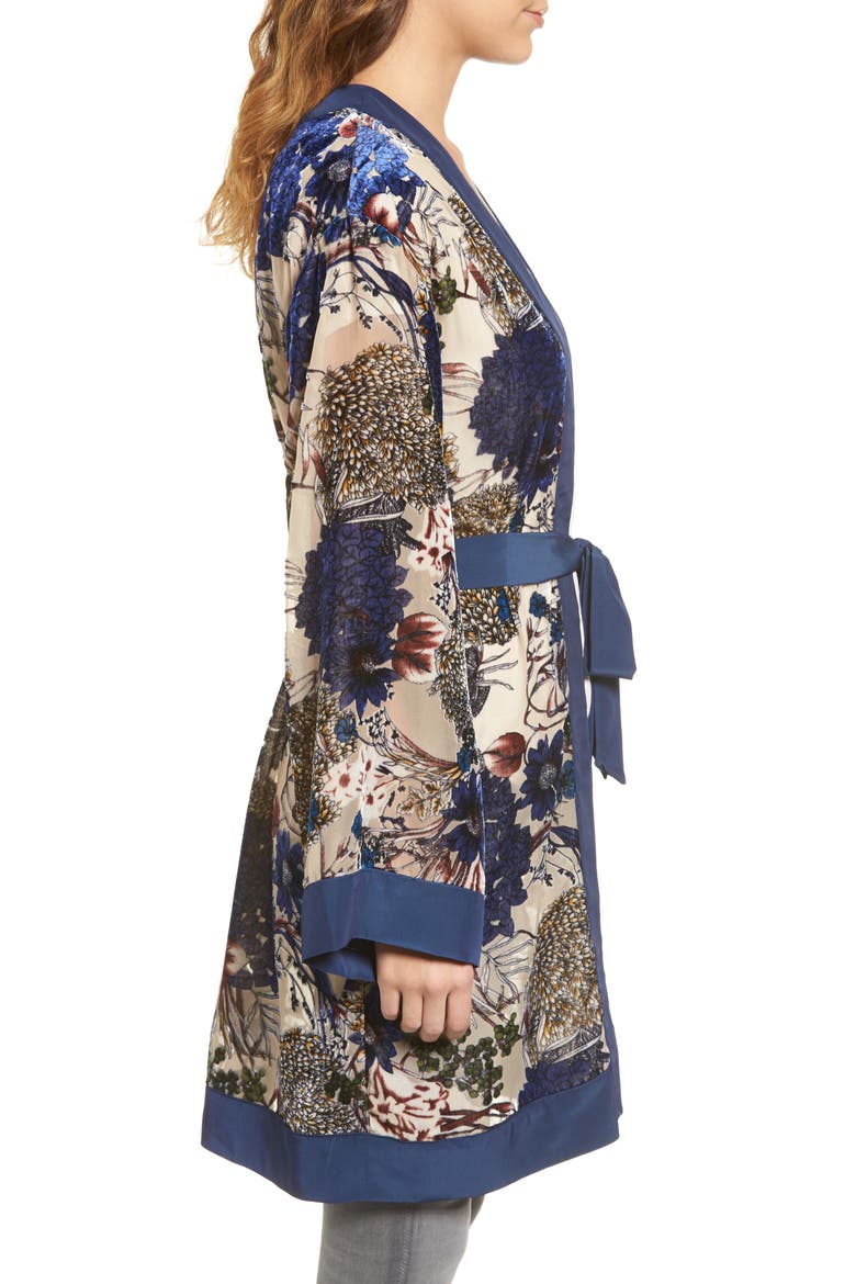 Velvet Burnout Robe, Alternate, color, NAVY