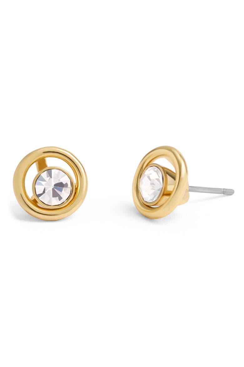 Halo Crystal Stud Earrings, Main, color, CRYSTAL/ GOLD