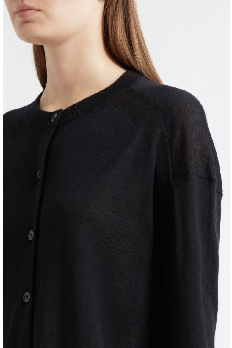 Kita Fine Knit Cashmere Crewneck Cardigan, Alternate, color, BLACK