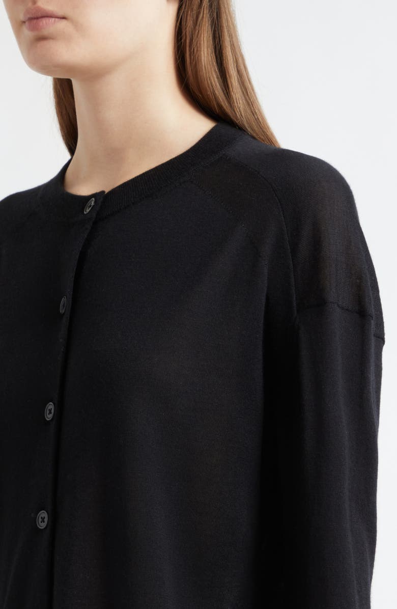 LOULOU DE SAISON Kita Fine Knit Cashmere Crewneck Cardigan, Alternate, color, Black