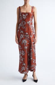 Lela Rose Metallic Floral Brocade Gown