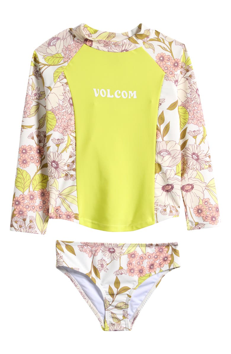 Volcom Kids' Three-Piece Swimsuit, Alternate, color, Lime