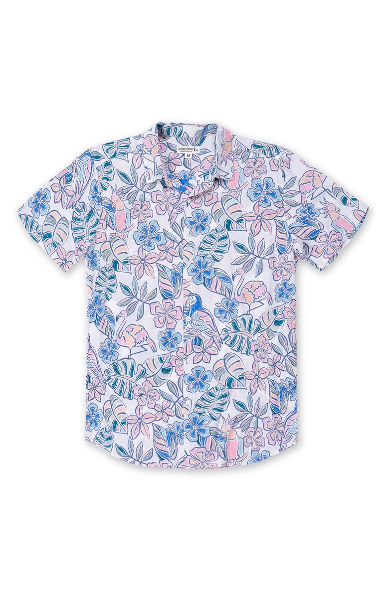 THE ENDLESS SUMMER Kids' Parrot Button-Up Shirt, Main, color, White