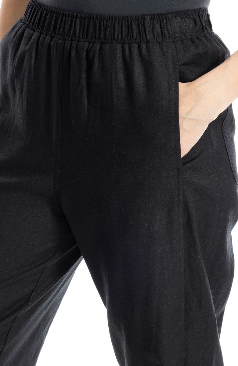 MAX STUDIO Cuffed Crop Linen Blend Barrel Leg Pants, Alternate, color, Blck5545-Black-55L/ 45R