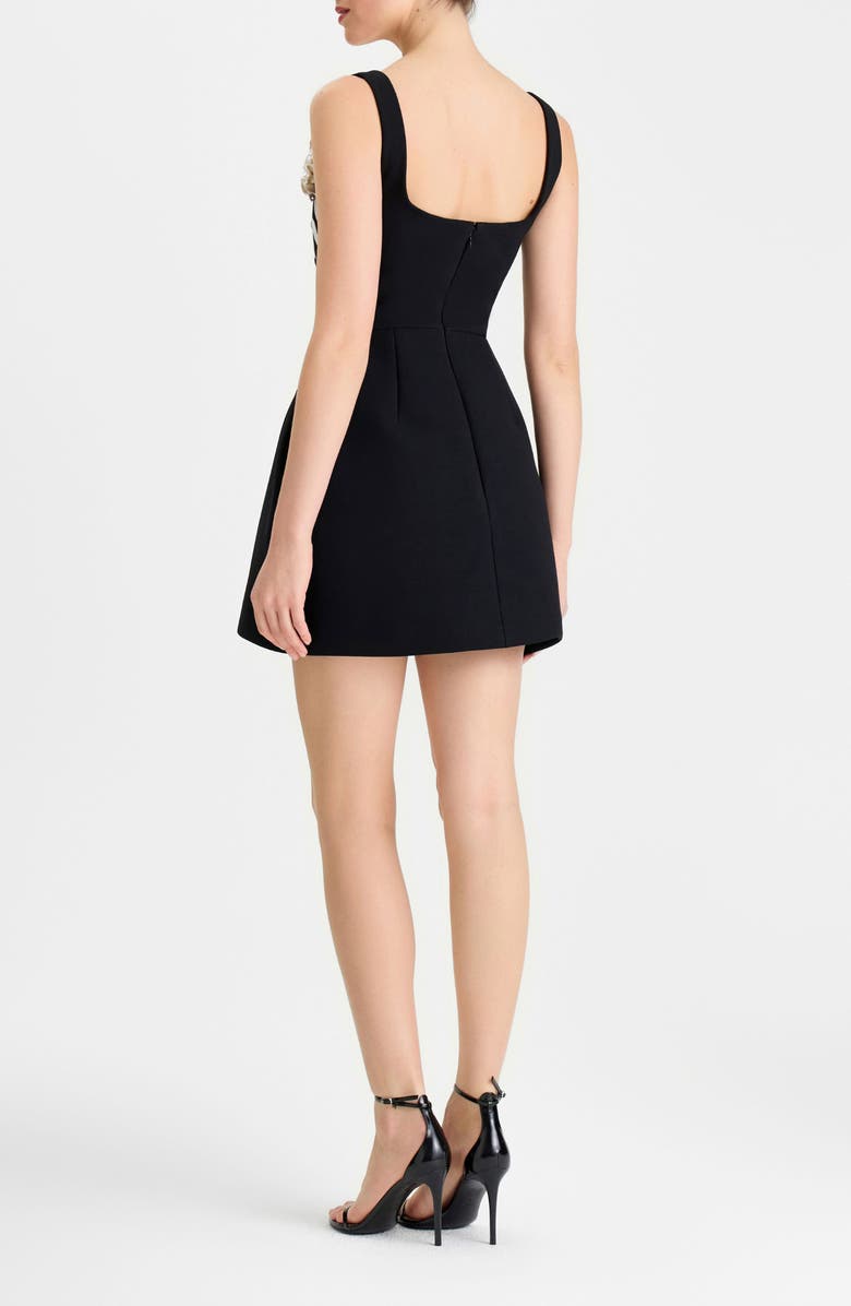 NADINE MERABI Lana Floral Appliqué Fit & Flare Cocktail Minidress, Alternate, color, Black