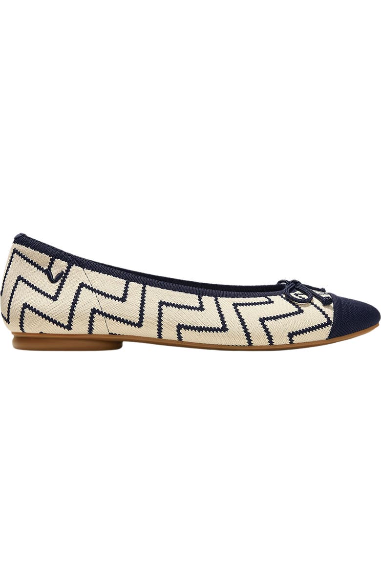 VIVAIA Almond-Toe Bow Flats, Alternate, color, Ivory Navy V-Print