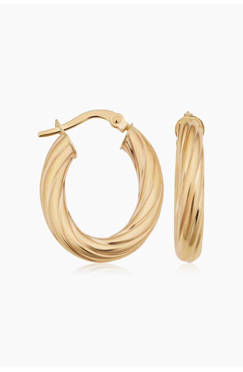 Oradina 10K Gold With a Twist Oval Hoops Earrings, Main, color, Yellow Gold