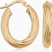 Oradina 14K Gold With a Twist Oval Hoops Earrings