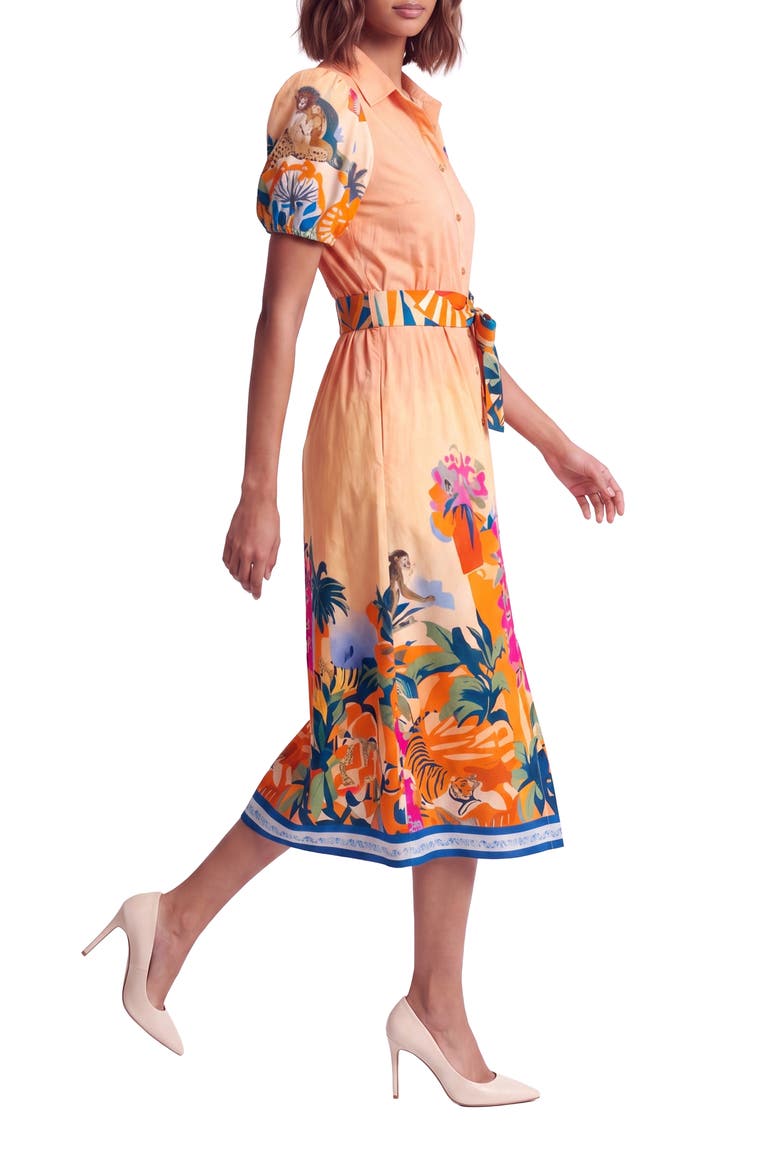Janeli Midi Shirtdress, Alternate, color, PEACH MULTI