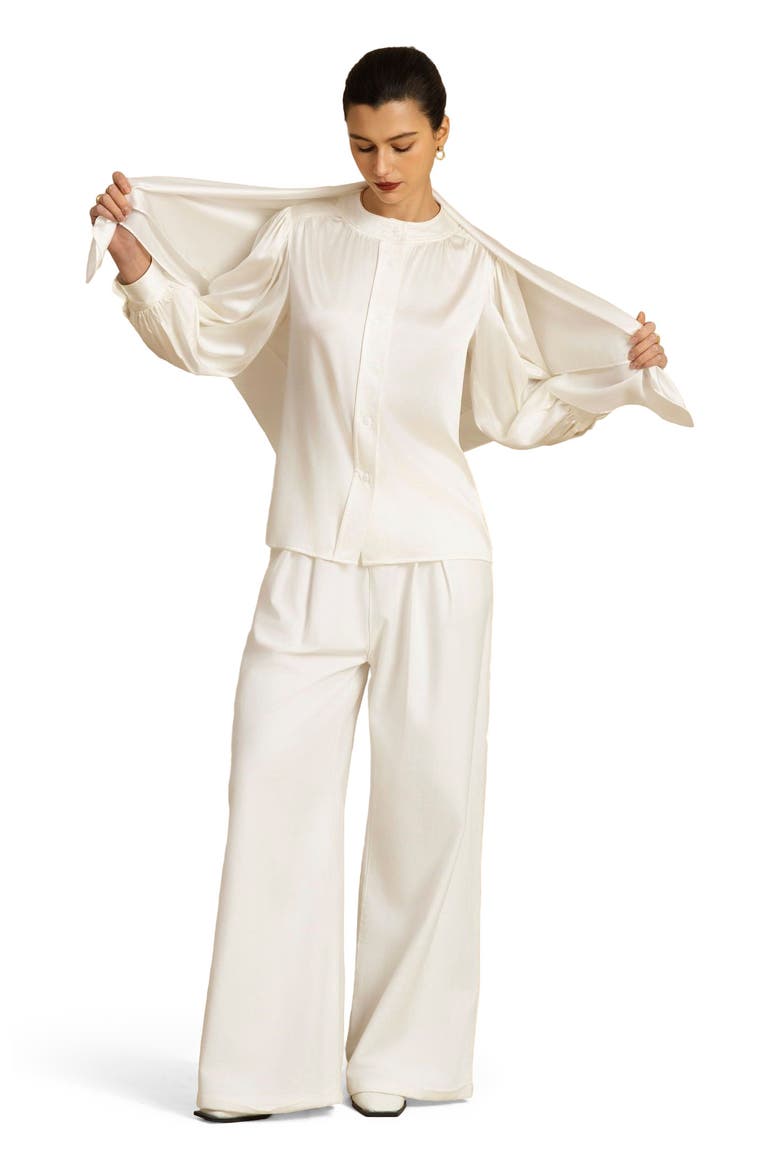 Pure Silk Classic Elegant Square Scarf, Alternate, color, White