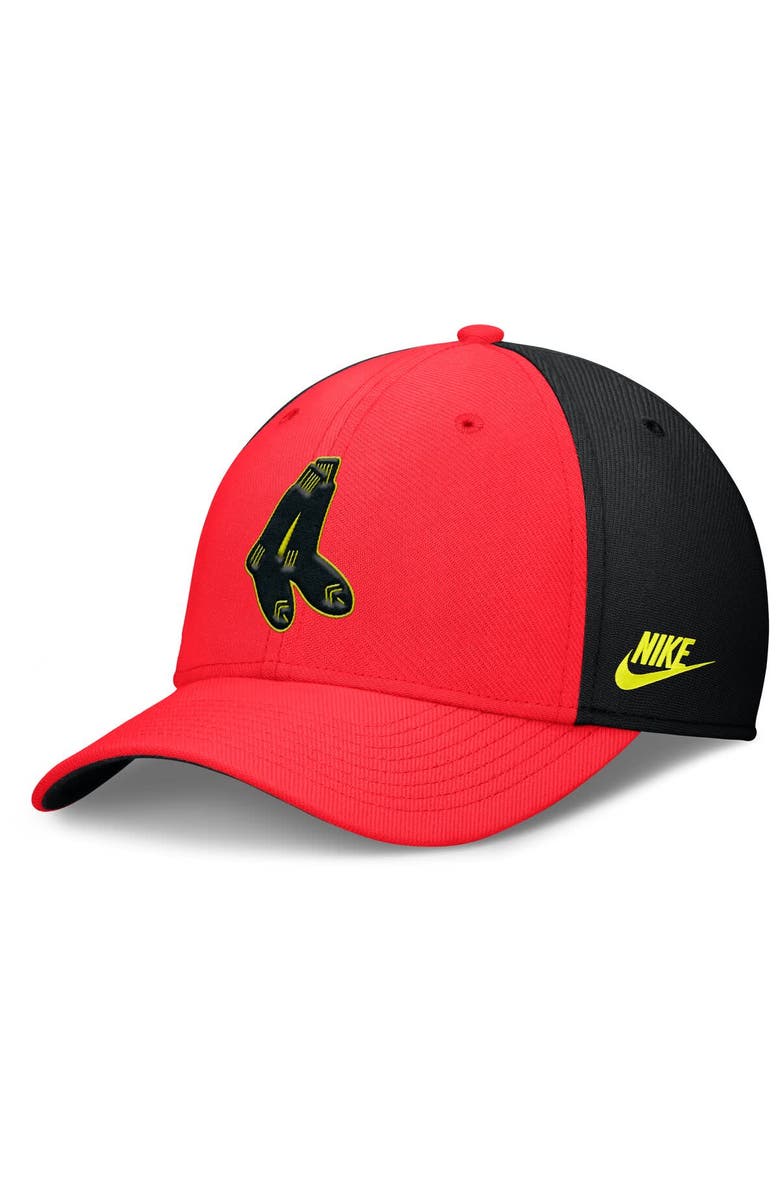 Nike Men's Nike Crimson/Black Boston Red Sox Neon 90s Rise SwooshFlex Hat, Main, color, Crimson