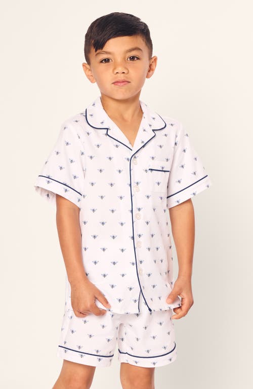 Petite Plume Kids' Bee Print Two-piece Short Pajamas In White