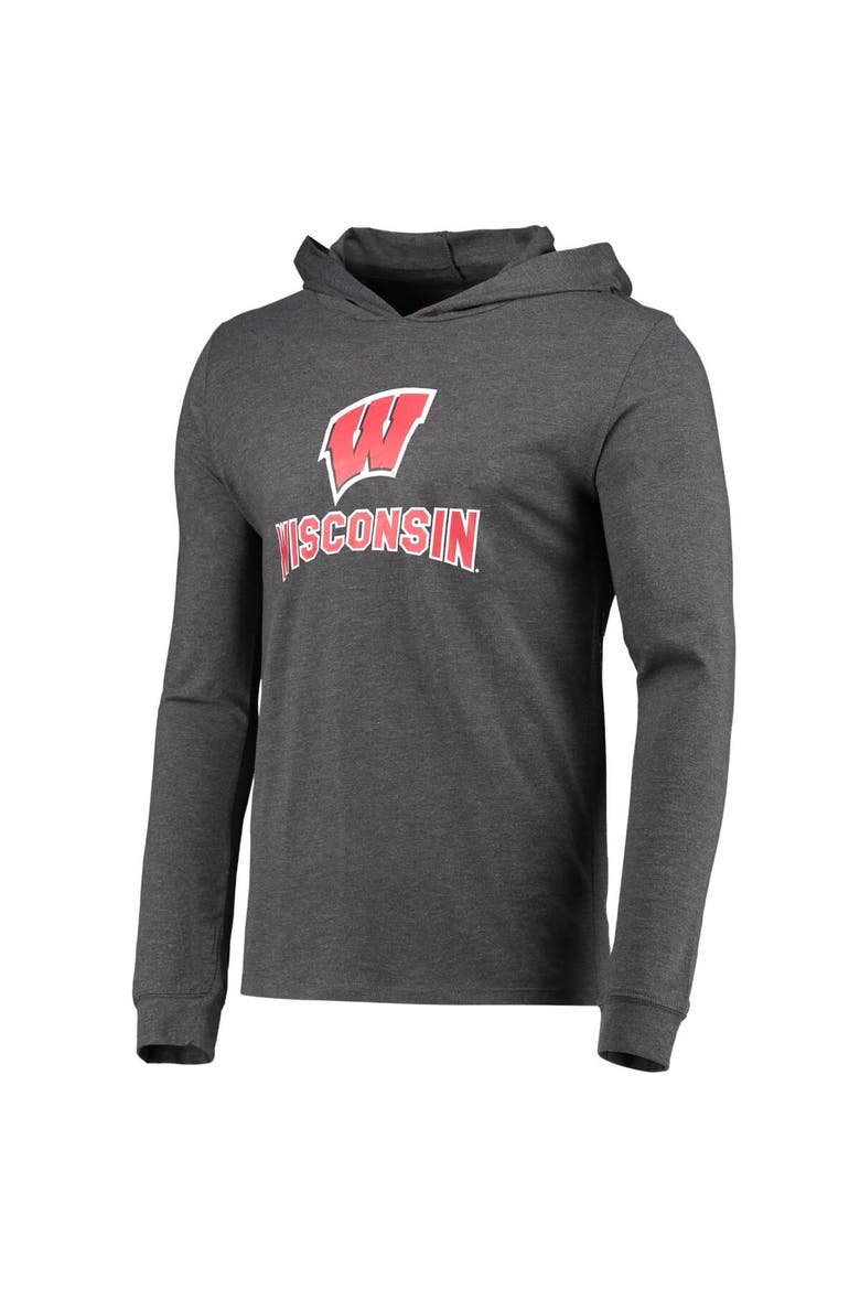 Men's Concepts Sport Red/Heather Charcoal Wisconsin Badgers Meter Long Sleeve Hoodie T-Shirt & Jogger Pajama Set, Alternate, color, Red