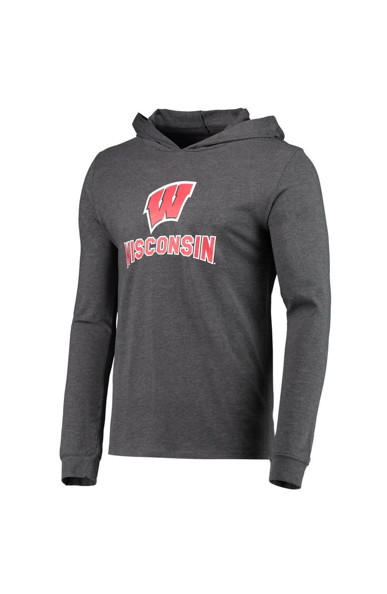 CONCEPTS SPORT Men's Concepts Sport Red/Heather Charcoal Wisconsin Badgers Meter Long Sleeve Hoodie T-Shirt & Jogger Pajama Set, Alternate, color, Red