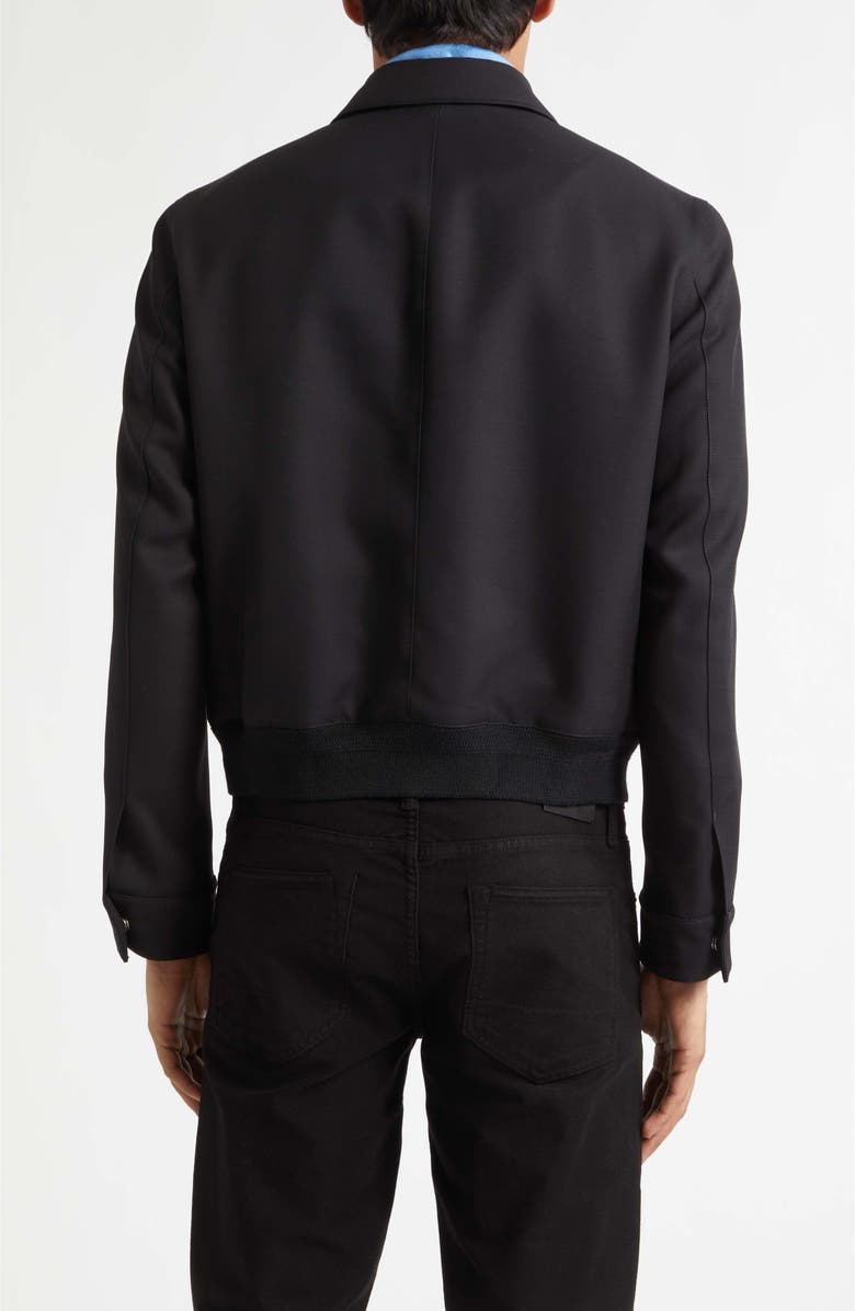 TOM FORD Lacquered Wool & Silk Tricotine Battle Jacket, Alternate, color, Black