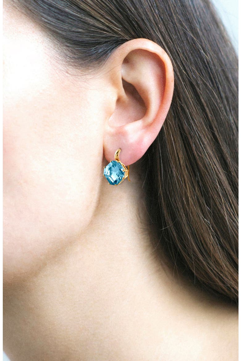 Gossip Asscher-Cut Blue Topaz Drop Earrings, Alternate, color, BLUE TOPAZ