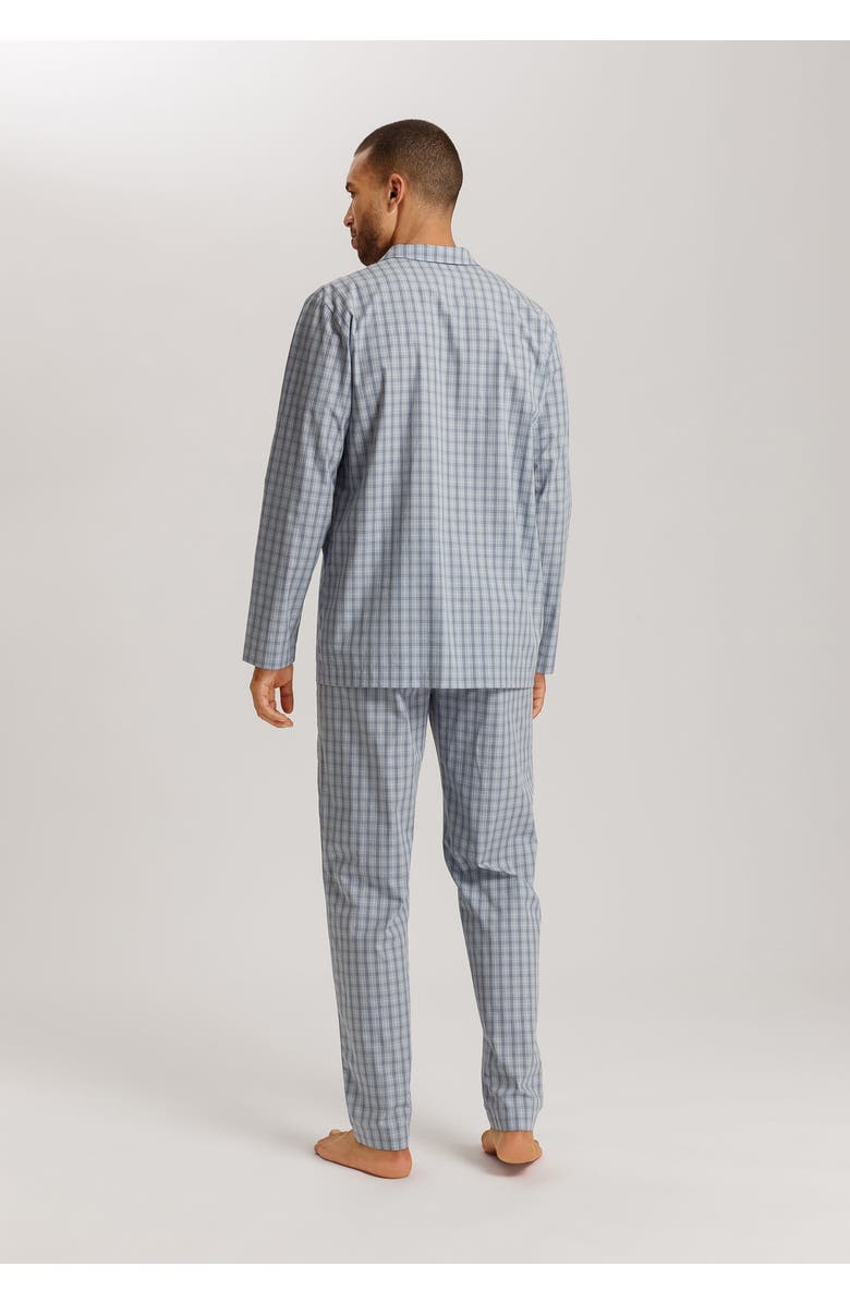 Hanro Night And Day Notch Collar Cotton Pajama Set, Alternate, color, Sea Breeze Check