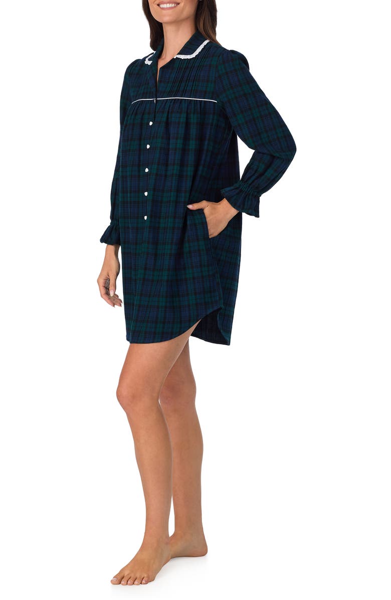 Lanz of Salzburg Flannel Nightgown, Alternate, color, Blue/ Grn