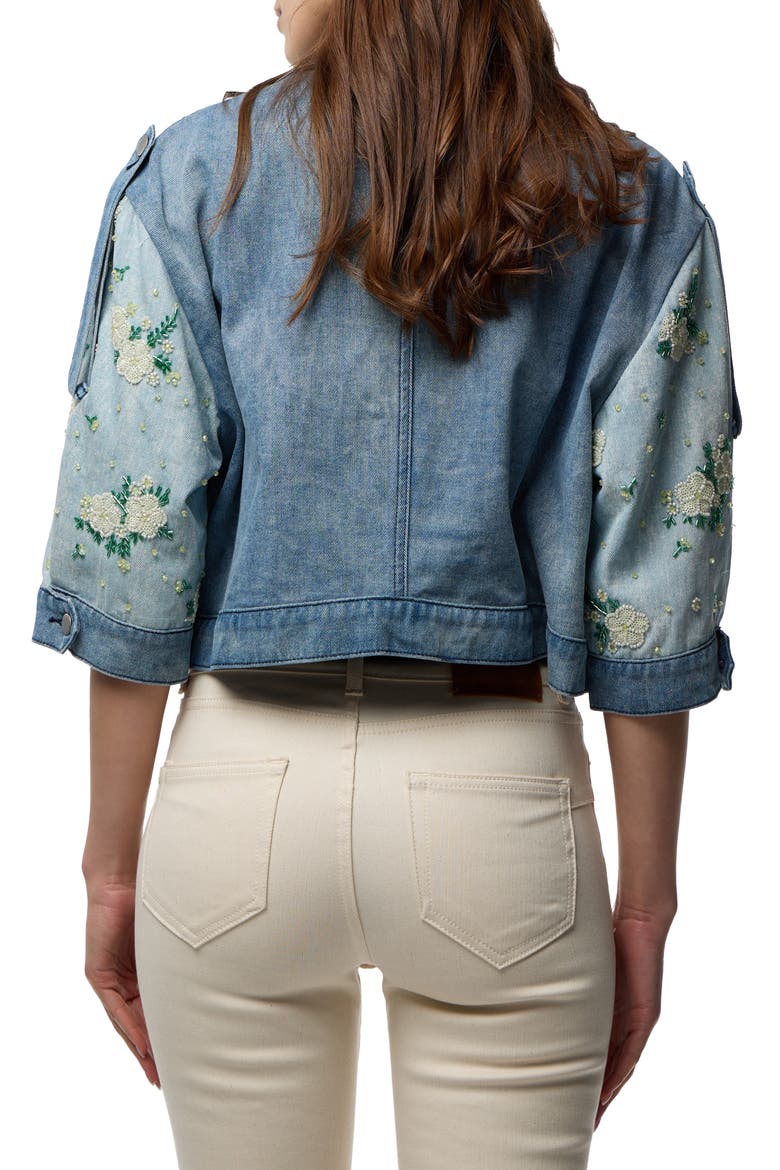 Beaded Denim Cardigan, Alternate, color, DENIM
