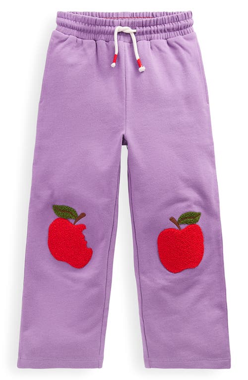 Mini Boden Kids' Apple Appliqué Cotton Joggers In Purple
