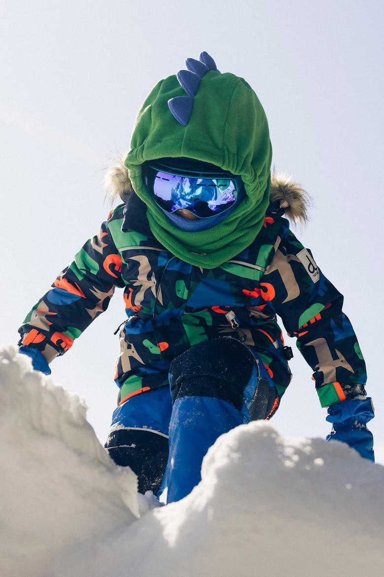 Oversized Dino Polar Fleece Ski Helmet Balaclava, Alternate, color, Flash Green