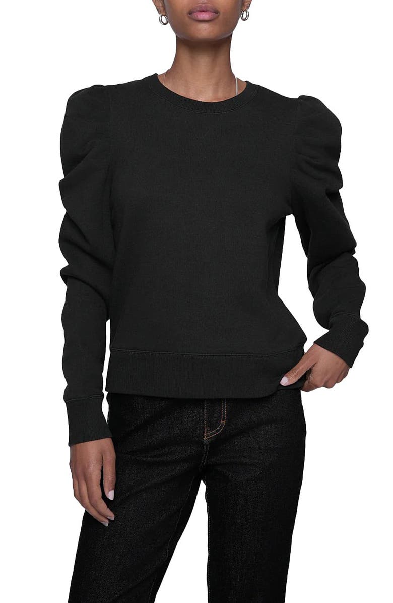 Rebecca Minkoff Janine Puff Sleeve Sweatshirt, Main, color, True Black