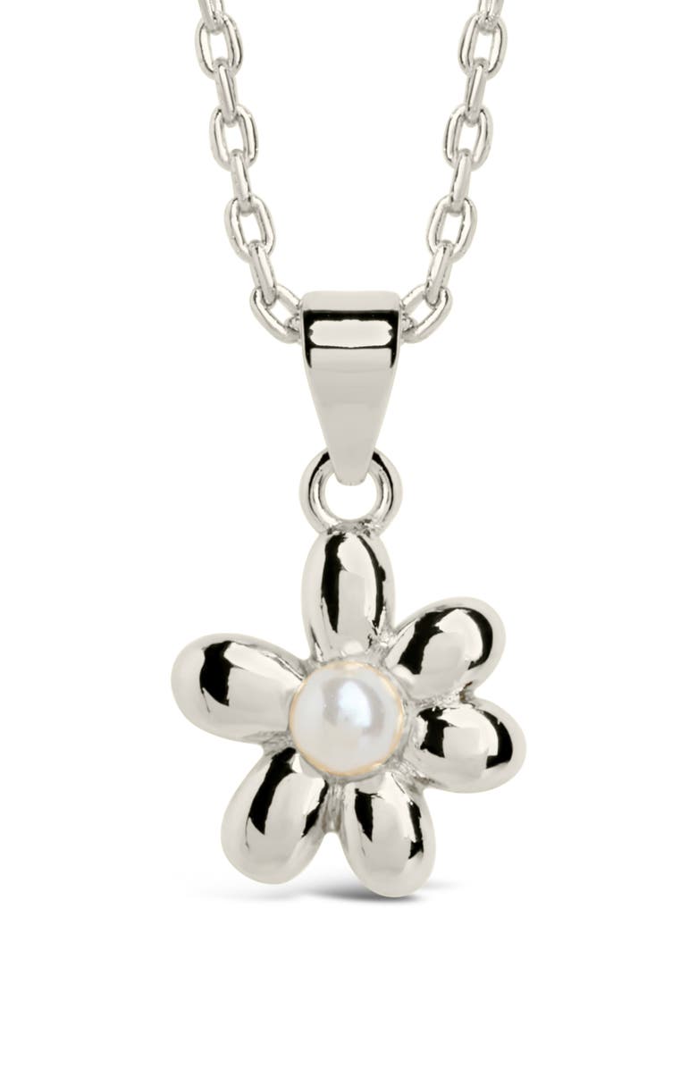 Sterling Forever Vallie Faux Pearl Blossom Pendant Necklace, Main, color,