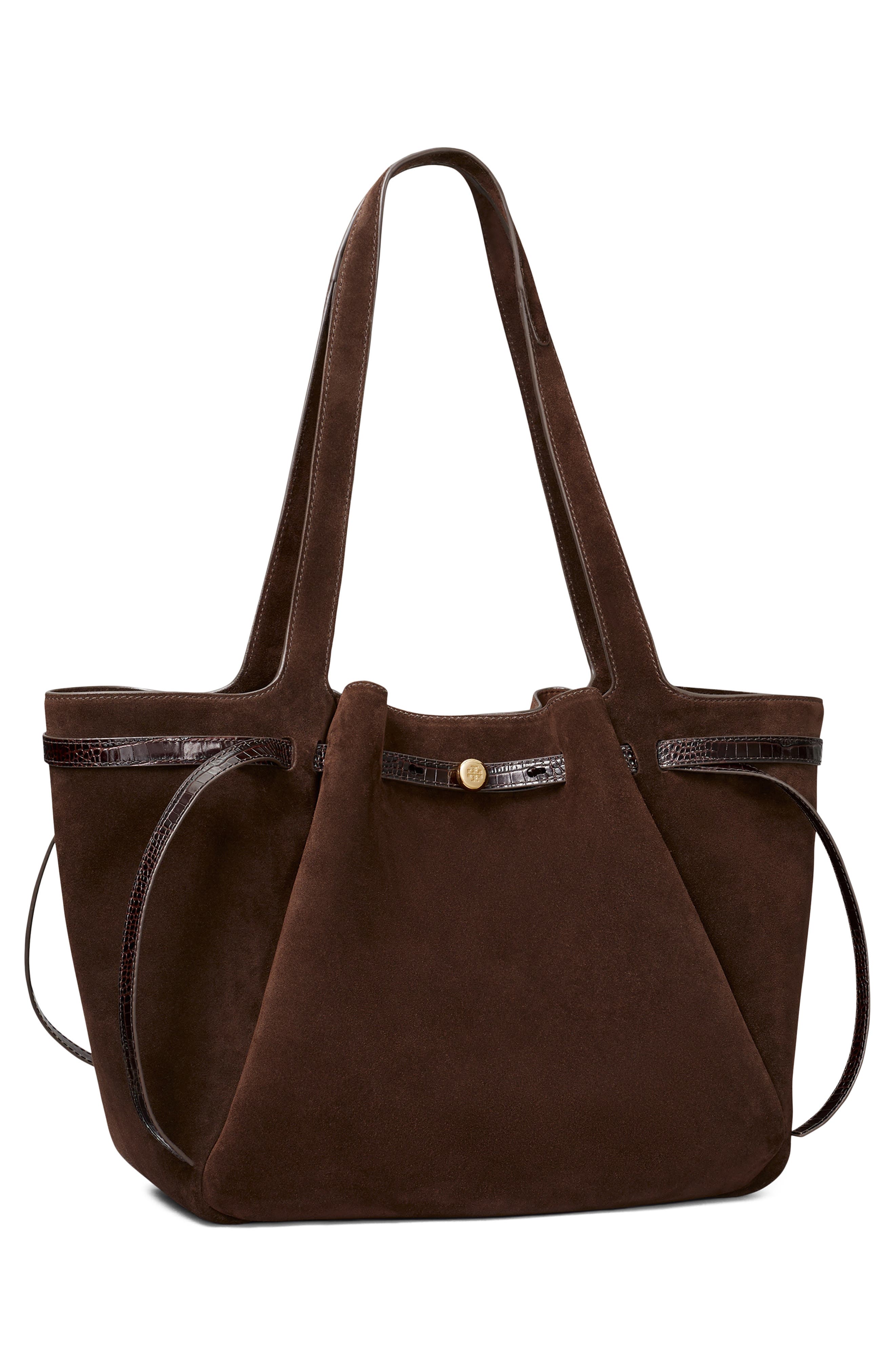 Romy Suede Tote, Alternate, color, DARK COCOA