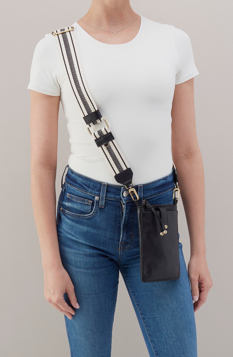 HOBO Cass Leather Phone Crossbody Bag, Alternate, color, Black