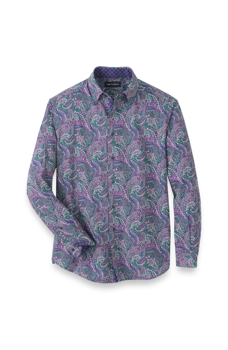 Paul Fredrick Performance Stretch Paisley Casual Shirt, Main, color,