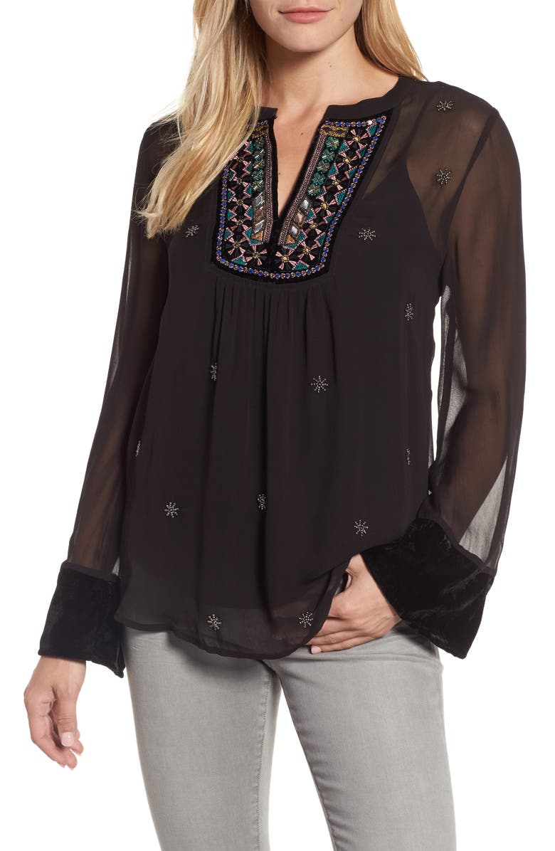Velvet by Graham & Spencer Beaded Georgette Blouse, Main, color, 
