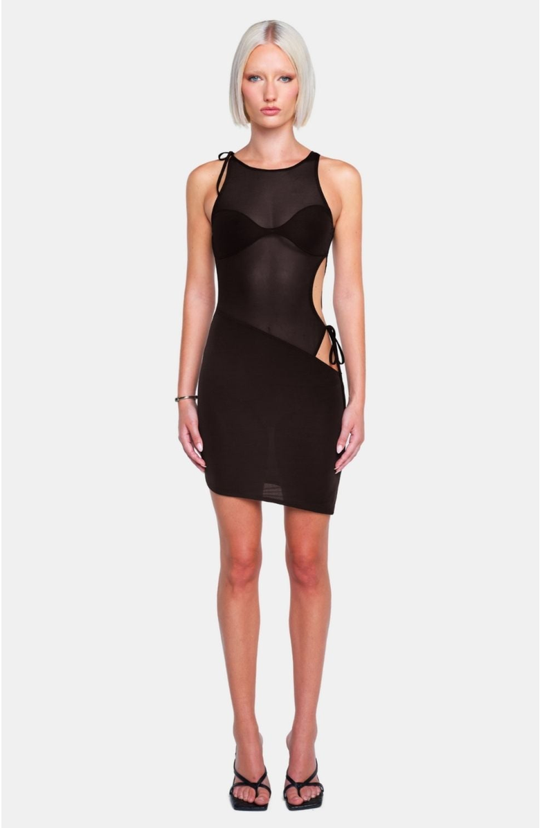 OW Collection Fiona Mini Dress, Alternate, color, Black