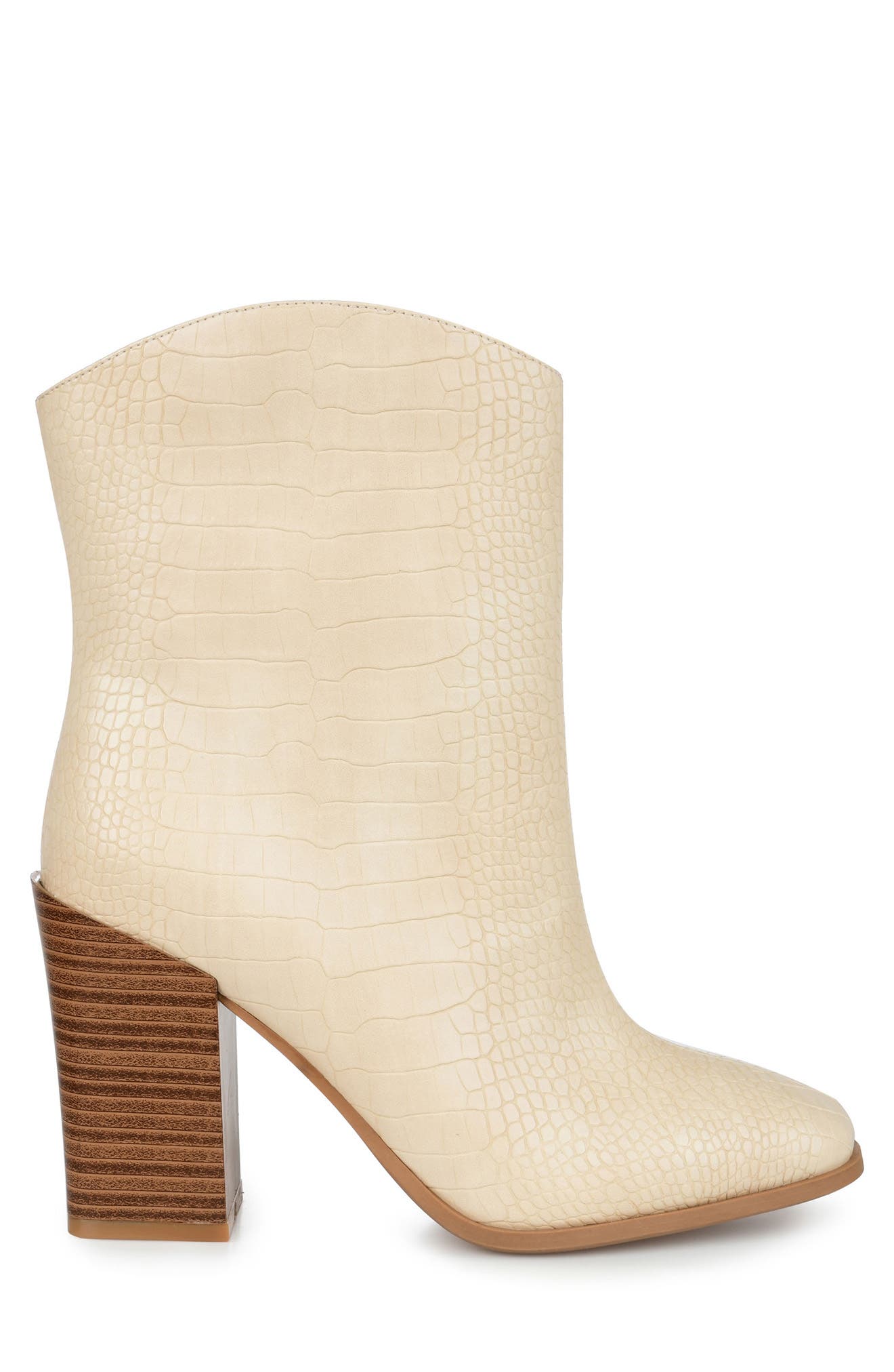 Brekkin Croc Embossed Western Bootie, Alternate, color, IVORY