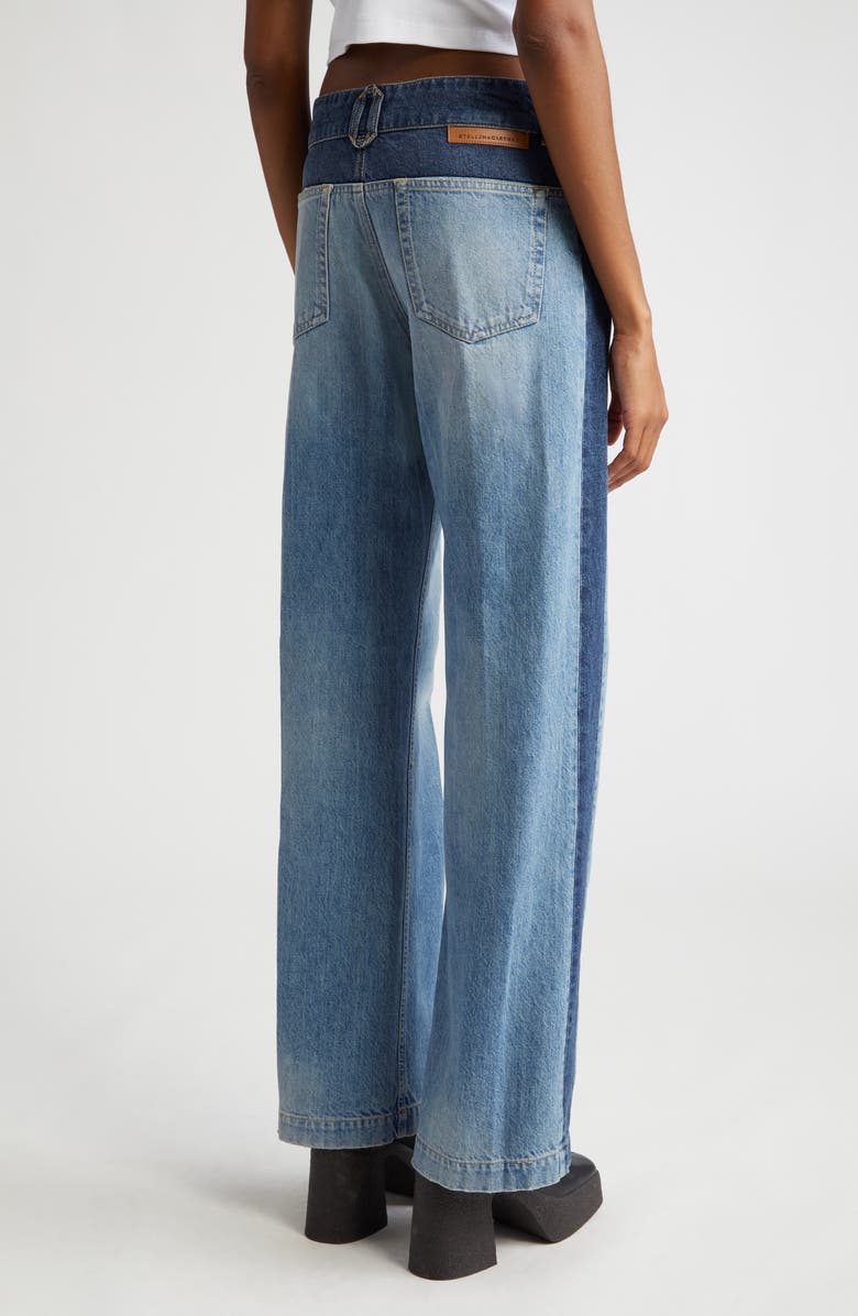 Stella McCartney Paneled Cotton Denim Wide Leg Jeans, Alternate, color,