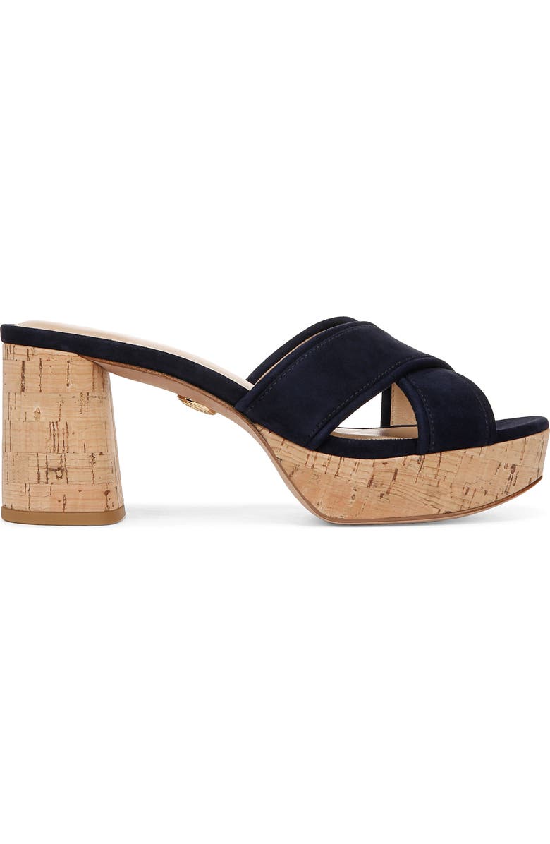 Veronica Beard Dory Platform Slide Sandal, Alternate, color, French Navy