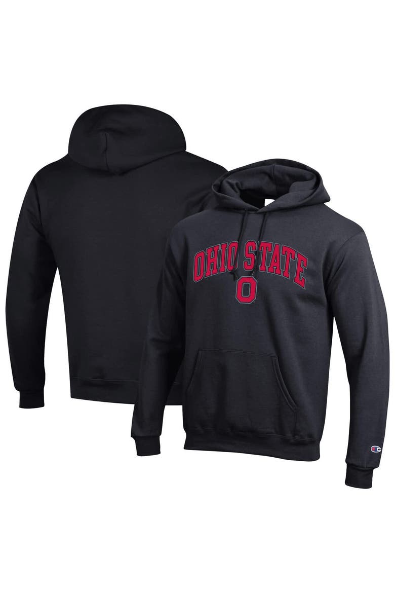 Men's Champion  Black Ohio State Buckeyes Arched Logo Fleece Pullover Hoodie, Main, color, Black
