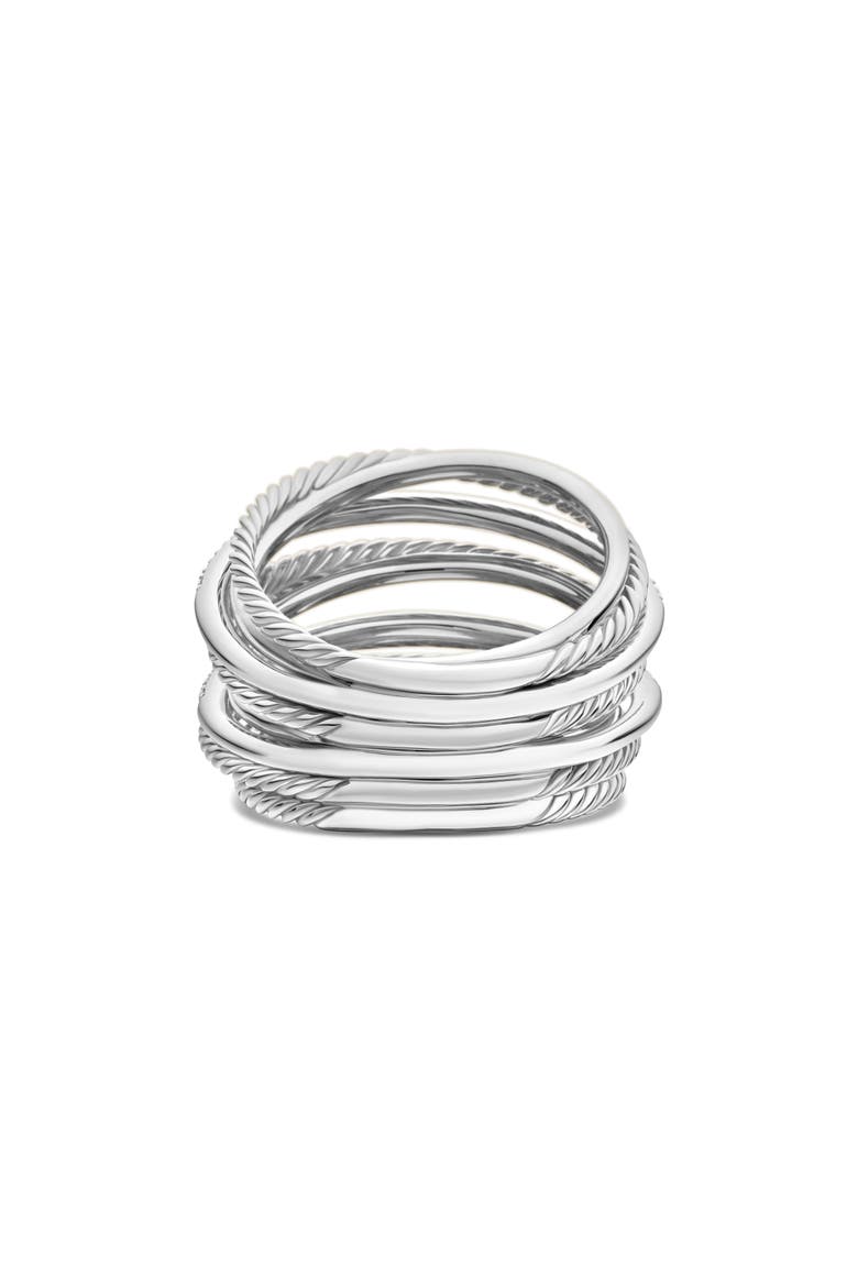 Wide Crossover Pavé Diamond Ring, Alternate, color, SILVER/ DIAMOND