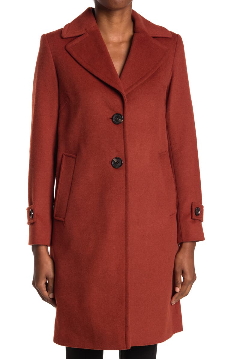 Sam Edelman Single Breasted Twill Walking Coat, Alternate, color, Cinnamon Spice