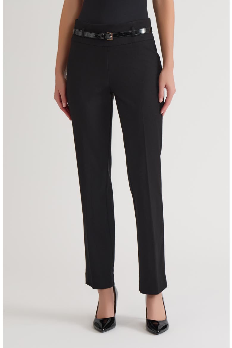Belted High Waist Bootcut Pants, Main, color, BLACK