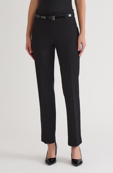 Belted High Waist Bootcut Pants