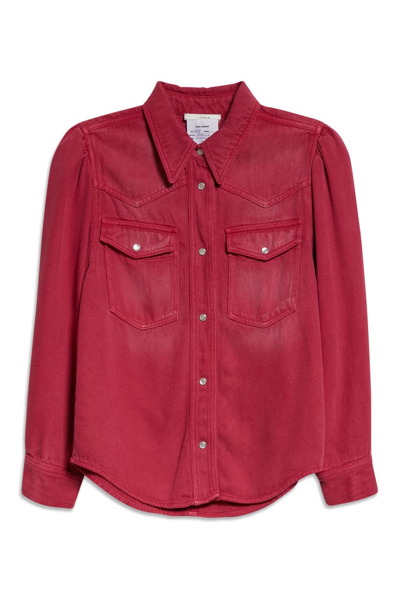Tahisli Denim Shirt, Alternate, color, RASPBERRY