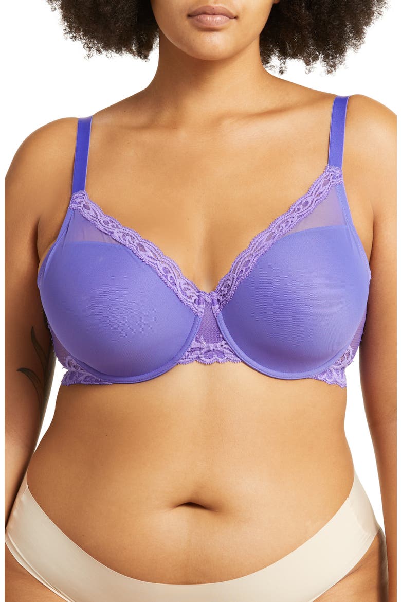 Feathers Full Figure Underwire Bra, Main, color, BLUE LAVND