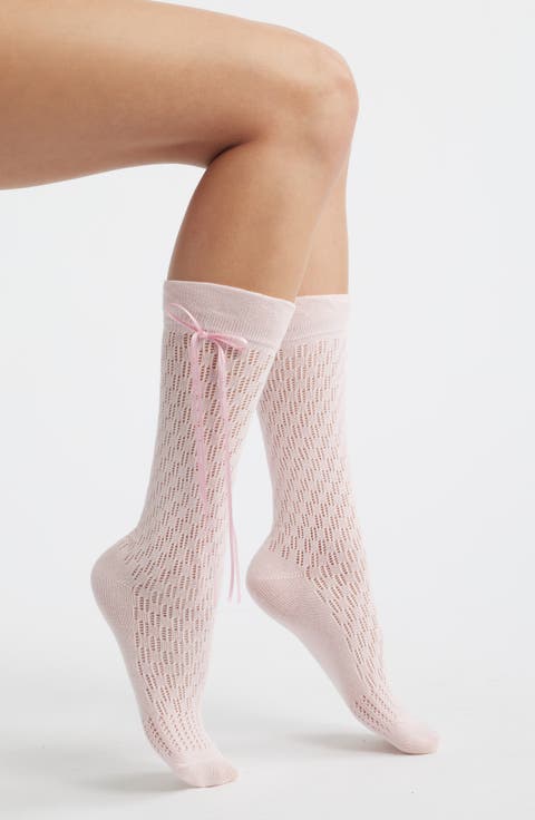 Charma Tie Pointelle Crew Socks