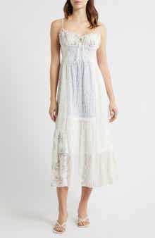 Sweetheart Neck Patchwork Midi Dress